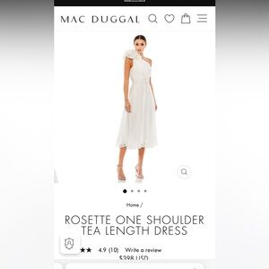 Mac Duggal ROSETTE ONE SHOULDER TEA LENGTH DRESS- still has tags!